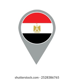 egypt flag location pin, flag application, Flag on Location Pin, graphic design, map pointer, vector illustration.