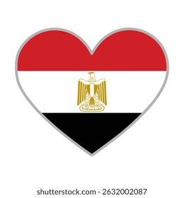 Egypt flag. Egypt love flag. Egypt flag in heart shape. Love symbol. Vector illustration
