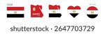 egypt flag and map set. egypt flag in official colors and proportions. independence day 23 july, map, circle and heart shaped egypt