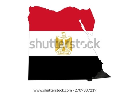 Egypt Flag Map Silhouette with Coat of Arms