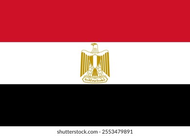 Egypt flag in official colors, dimensions and aspect ratio. Vector flag symbolizing national pride, identity, heritage, patriotism and authority