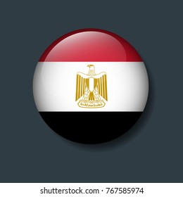 Egypt Flag on 3D Button, National Football team logo Concept.       