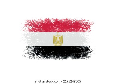 Egypt flag on brush stroke background. Flag of Egypt in grunge style.