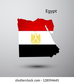 Egypt flag on map of country