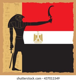 egypt flag on symbolic Ancient Egypt background