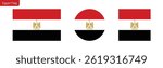 Egypt flag png vector. Egypt Square and round icon isolated on transparent PNG background. Egypt flag icon.eps