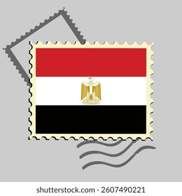 Egypt flag postage stamp. Isolated vector illustration on grey post stamp background