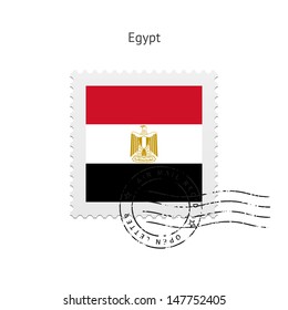 Egypt Flag Postage Stamp on white background. Vector illustration.