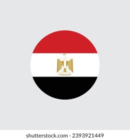 Egypt flag round icon, badge or button. National symbol of Egypt. Vector illustration.