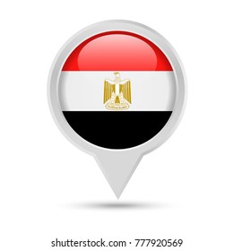 Egypt Flag Round Pin Vector Icon - Illustration