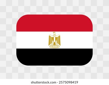 Egypt flag - rounded rectangle colorful flag representing a country cultural identity and heritage. The essence of national pride and unity. Vector flag on transparent background.