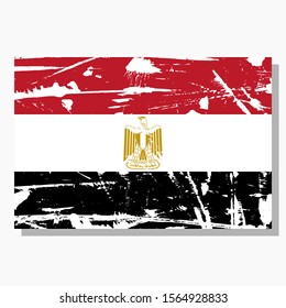 Egypt flag with scratches and shadow in vector.