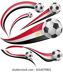 egypt flag set with soccer ball isolated on white