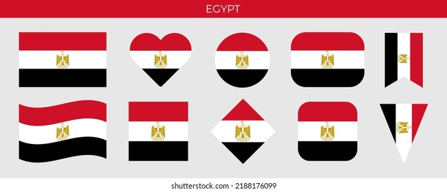 Egypt flag set. Vector illustration isolated on white background