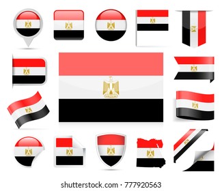 Egypt Flag Set - Vector Illustration