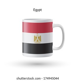 Egypt flag souvenir mug isolated on white background. Vector illustration.