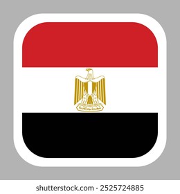 Egypt flag square flat vector with rounded corners and white border, vector illustration