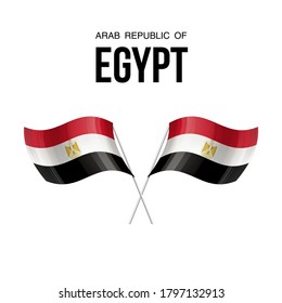Egypt flag state symbol isolated on background national banner. Greeting card National Independence Day of the Arab Republic of Egypt. Illustration banner with realistic state flag.