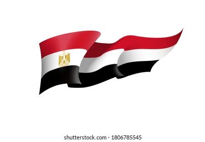 Egypt flag state symbol isolated on background national banner. Greeting card National Independence Day of the Arab Republic of Egypt. Illustration banner with realistic state flag.