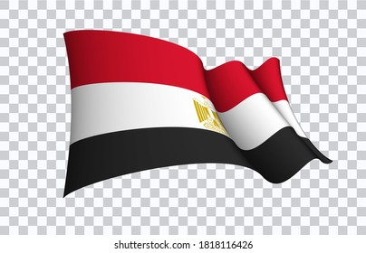 Egypt flag state symbol isolated on background national banner. Greeting card National Independence Day of the Arab Republic of Egypt. Illustration banner with realistic state flag.