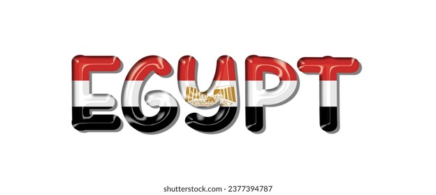 EGYPT flag text font, 3D EGYPT colorful background, EGYPT flag vector illustration