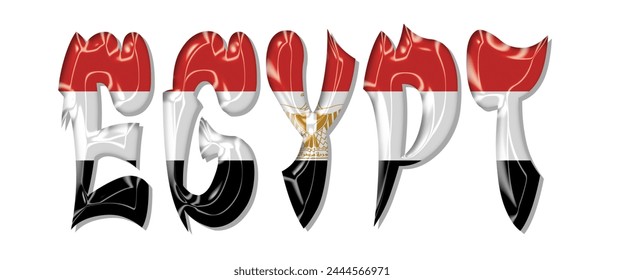Egypt flag text font, 3D Egypt flag colorful background, Egypt flag vector illustration