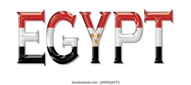 Egypt flag text font, 3D Egypt flag colorful background, Egypt flag vector illustration