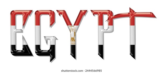 Fuente del texto de la bandera de Egipto, fondo colorido de la bandera de Egipto 3D, Ilustración vectorial de la bandera de Egipto