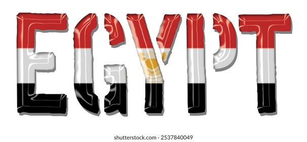Egypt flag text font, 3D Egypt flag colorful background, Egypt flag vector illustration