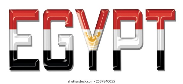 Egypt flag text font, 3D Egypt flag colorful background, Egypt flag vector illustration