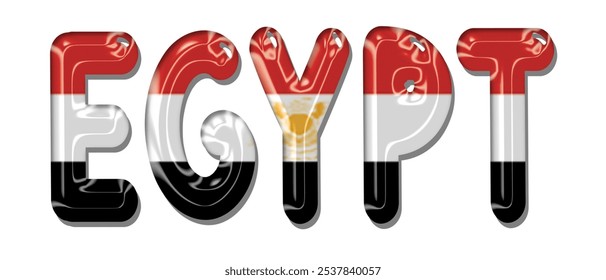 Egypt flag text font, 3D Egypt flag colorful background, Egypt flag vector illustration