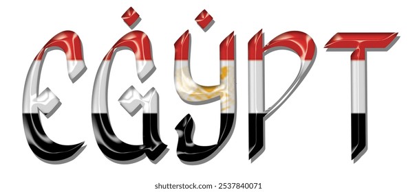 Fuente de texto de la bandera de Egipto, fondo colorido de la bandera de Egipto 3D, Ilustración vectorial de la bandera de Egipto