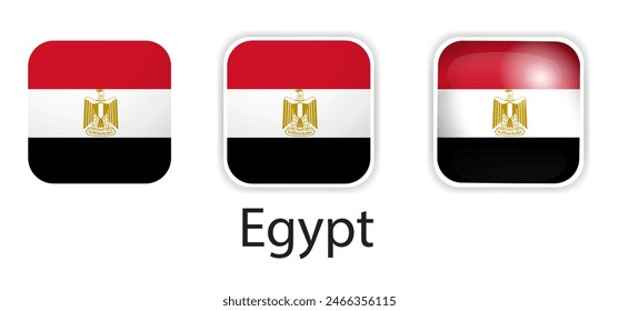Egypt flag vector icons set in the shape of rounded square