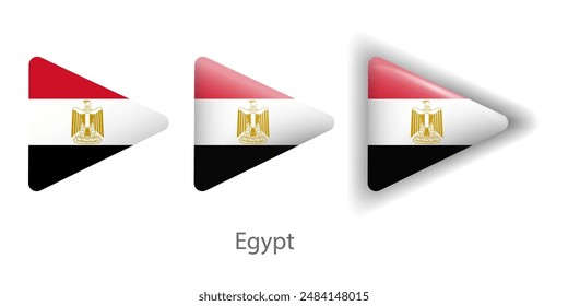 Egypt flag vector icons set in the shape of rounded triangle