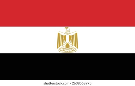 Egypt flag vector illustration isolated on background. Country in Southern Africa. Patriotic symbol: Egypt national emblem.