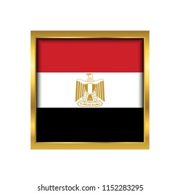 Egypt Flag Vector Square Icon - Illustration, Flag of Egypt. Abstract concept, icon,golden square, button. Raster illustration on white background.