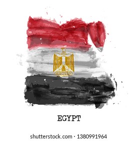 Egypt flag watercolor painting design . Country map shape . Sport team and national day concept ( 23 July 1952 ) . Vector .