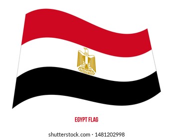 Egypt Flag Waving Vector Illustration on White Background. Egypt National Flag.