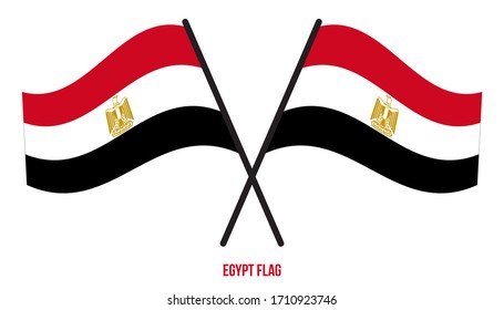 Egypt Flag Waving Vector Illustration on White Background. Egypt National Flag.