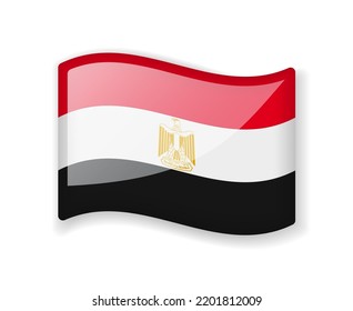 Egypt flag - Wavy flag bright glossy icon isolated on white background