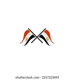 Juego de iconos de banderas de Egipto, símbolo del símbolo del vector del día de la independencia de Egipto