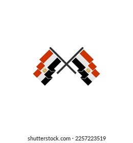 Juego de iconos de banderas de Egipto, símbolo del símbolo del vector del día de la independencia de Egipto