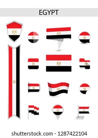Egypt Flat Flag Collection. Flat flags vector illustration.