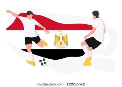 Egypt football team player kicking dribbling 2018 championship vector illustration soccer egyptian