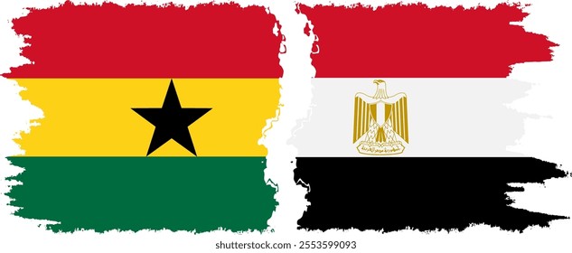 Egypt and Ghana grunge flags connection, vector