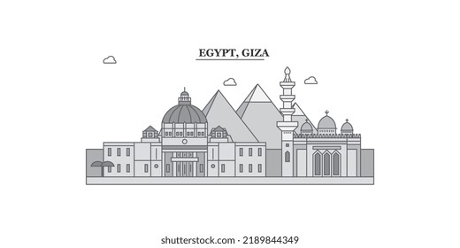 Ägypten, Gizeh City Skyline, einzelne Vektorgrafik, Symbole