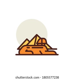 faraones y pirámides del desierto de egipto giza con esfinge. vector de estilo plano