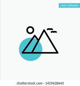 Egypt, Giza, Landmark, Pyramid, Sun turquoise highlight circle point Vector icon