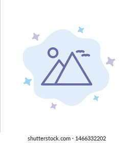 Egypt, Giza, Landmark, Pyramid, Sun Blue Icon on Abstract Cloud Background. Vector Icon Template background