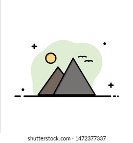 Egypt, Giza, Landmark, Pyramid, Sun Business Logo Template. Flat Color